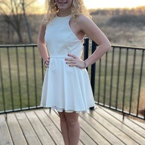Halter Open Back White Lulus Homecoming Dress